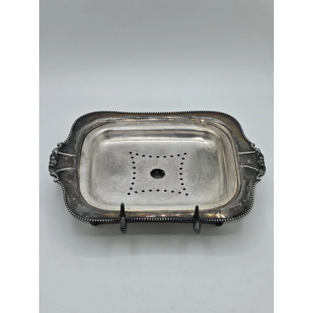 Antique Pairpoint‎ Quadruple Plate Silverplate Covered Butter Dish Floral Lid